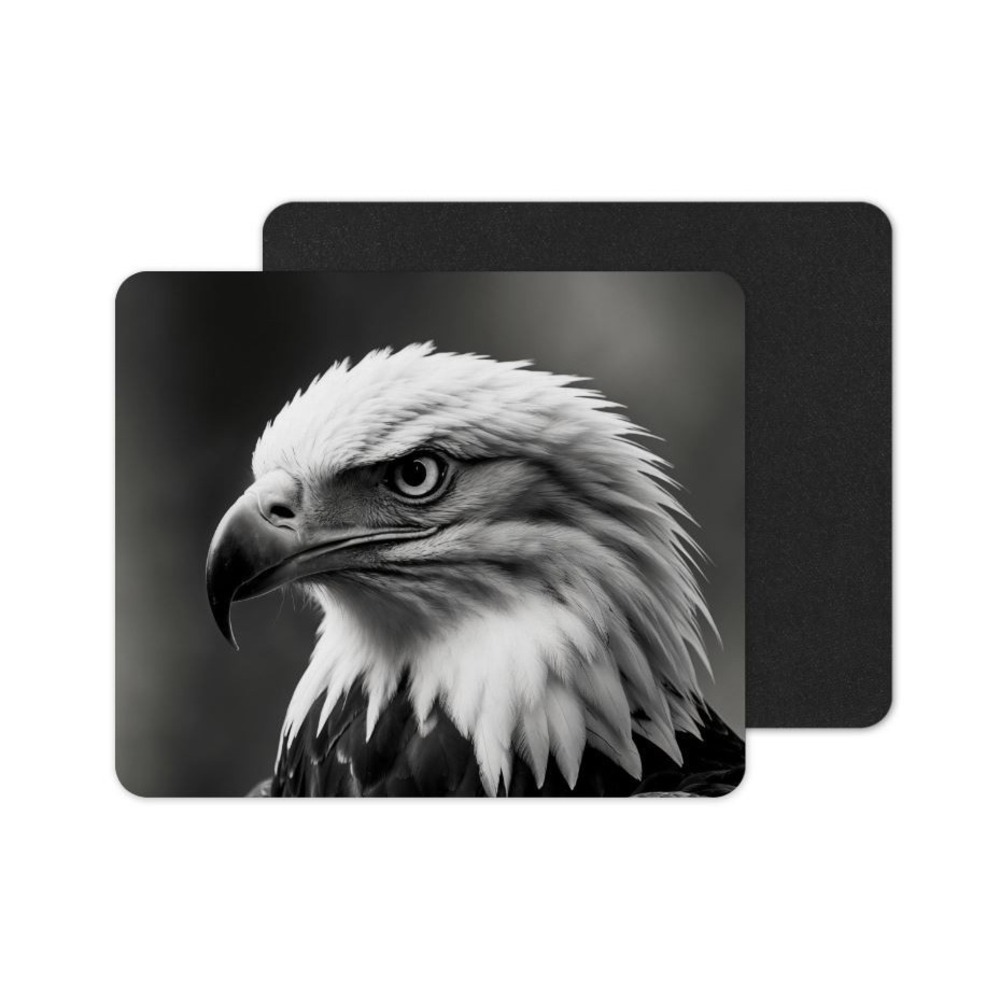 Black And White Bald Eagle Mouse Pad: Vibrant Neoprene Computer Accessory‎